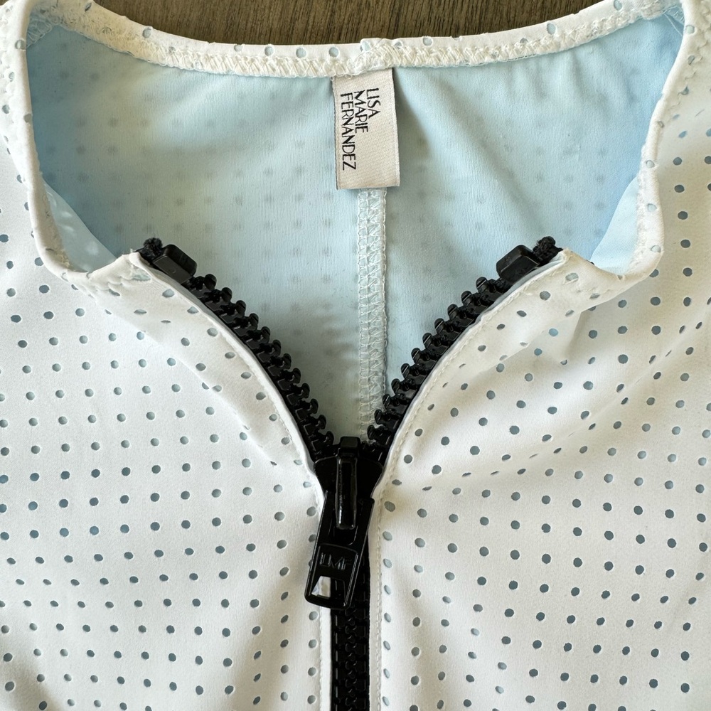 Lisa Marie Fernandez Farrah Maillot Perforated One Piece Blue White Sz 2 US 4-6 - Picture 6 of 15